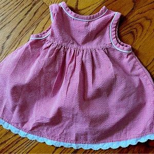 Samara girl’s dress (2T) pink and white gingham with daisy print&flower buttons